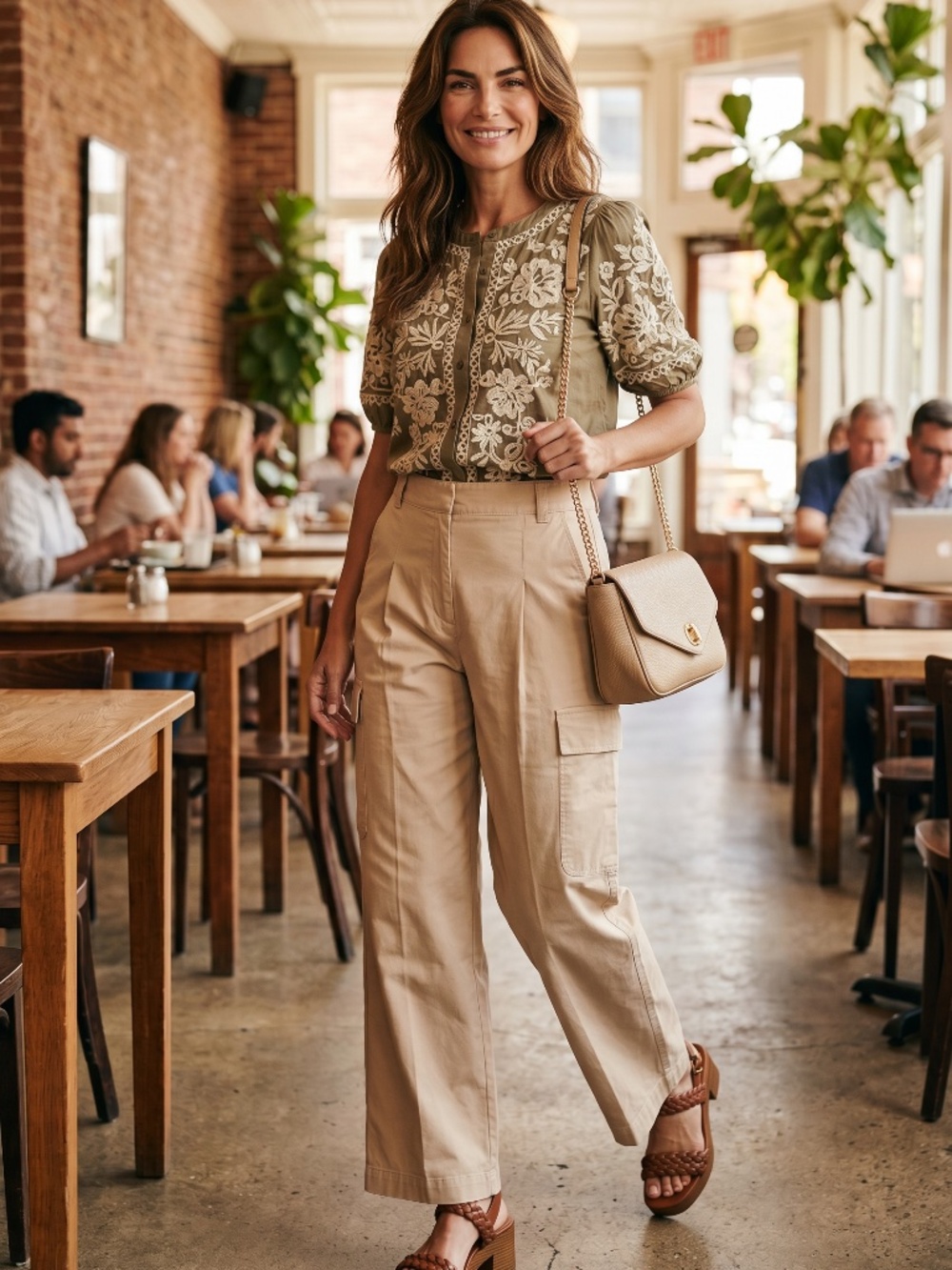 Hale Bob high rise wide leg cotton Cargos